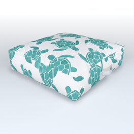 Save The Turtles in Teal Outdoor Floor Cushion
