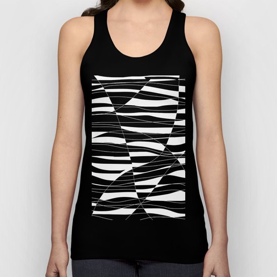 Carved Black and White Wave Unisex Tank Top
