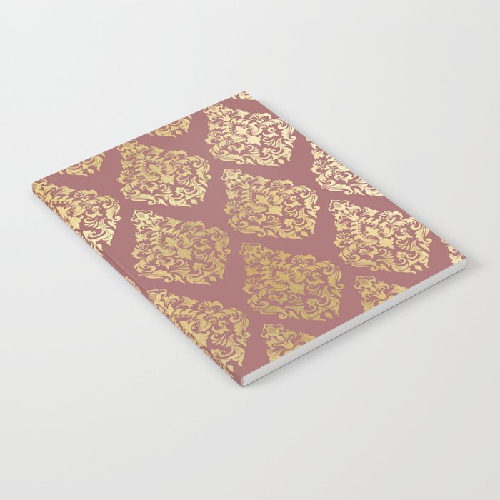 Burgundy rose gold elegant damasque Notebook