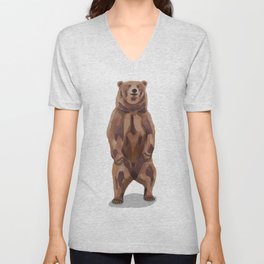 standing brown bear, digital painting V Neck T Shirt