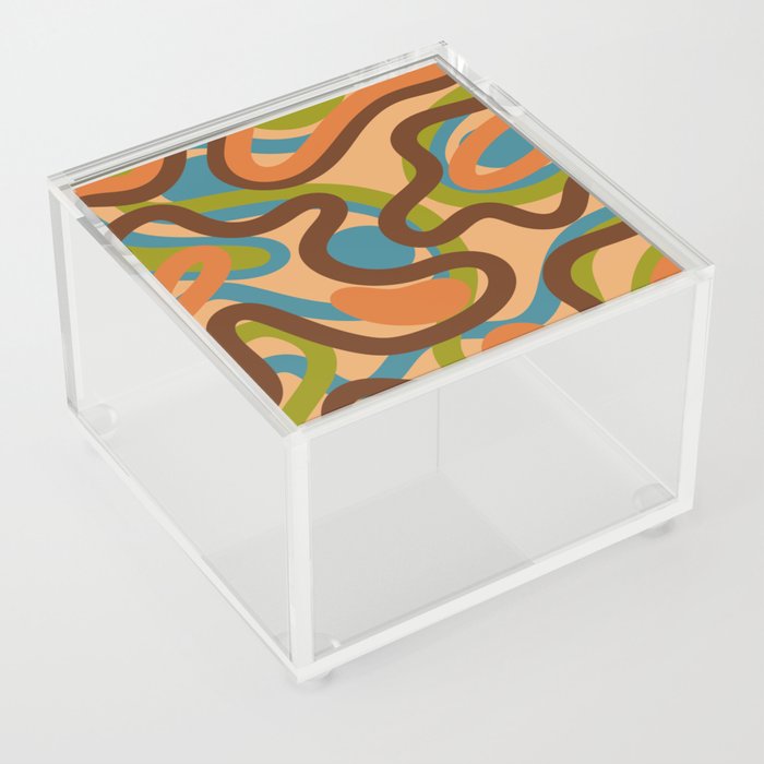 Abstract - orange brown green Acrylic Box