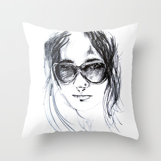 Sunglasses Girl Throw Pillow