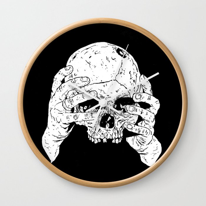 Skull In Hands Wall Clock