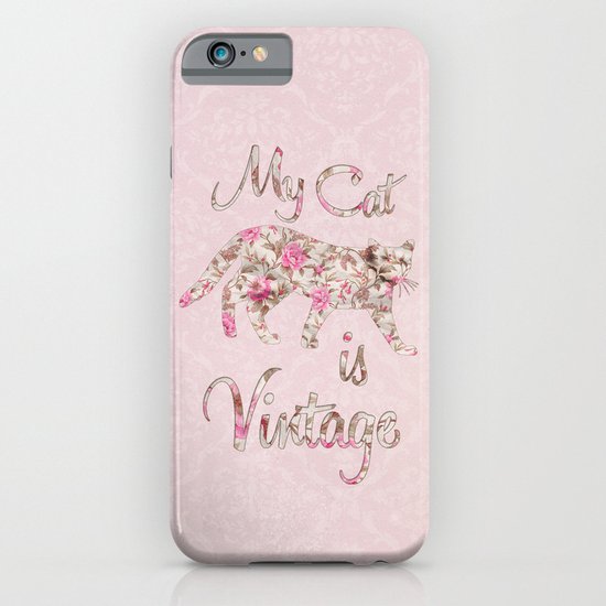 My Cat Is Vintage Retro Pink Floral Damask iPhone & iPod Case