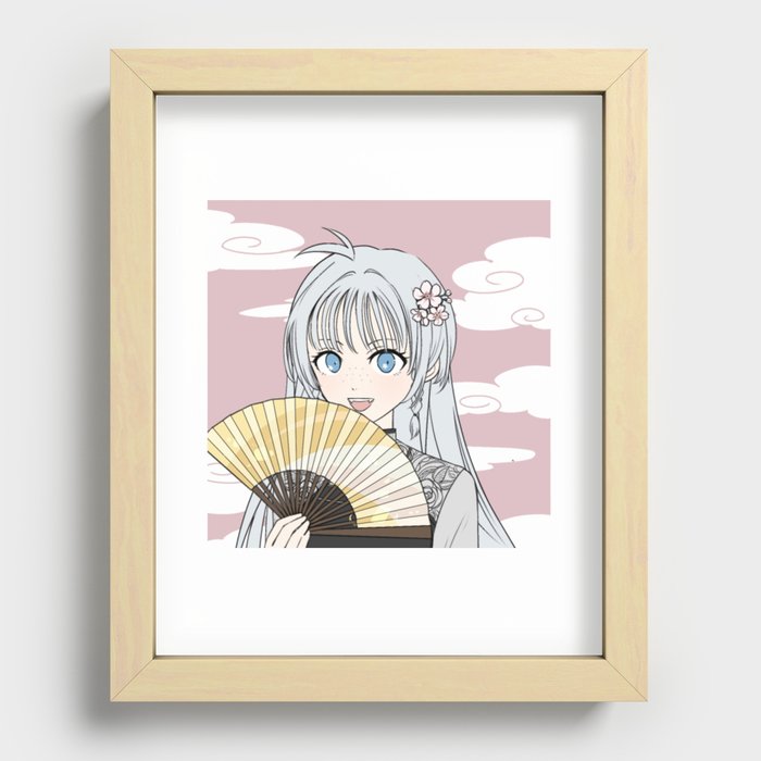 Japanese girl kawaii Recessed Framed Print