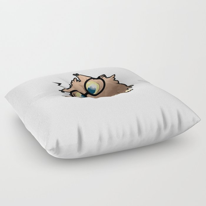 Cute Magical Owl with Eyeglasses Floor Pillow