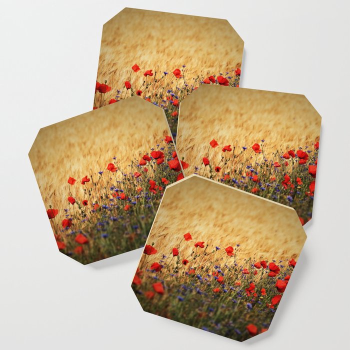 Peaceful Poppies, Cornflowers and Wheat Coaster