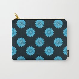 Beautiful Flower Folk Styled Doodle Art-Blue Carry-All Pouch