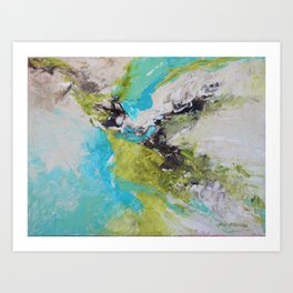 Blue and Green Celebration Abstract Art Print