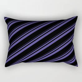 [ Thumbnail: Dark Slate Blue and Black Colored Striped Pattern Rectangular Pillow ]