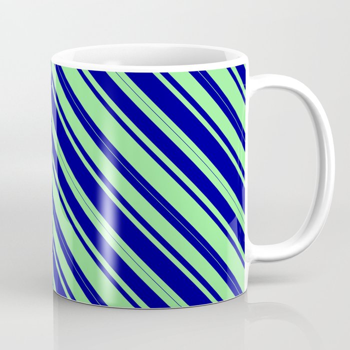Light Green & Dark Blue Colored Lined Pattern Coffee Mug