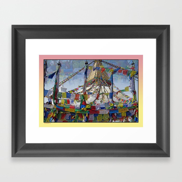NEPALI PRAYERS CARRIED BY THE WIND FROM FLAGS Framed Art Print