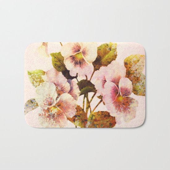 pink pansies Bath Mat