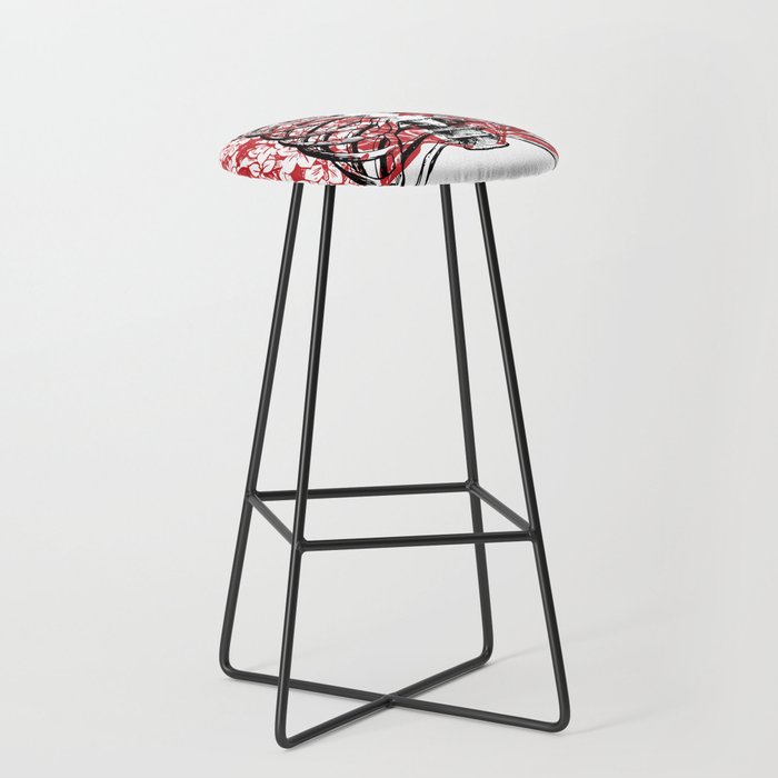 Floral Ribcage, engraved illustration Bar Stool