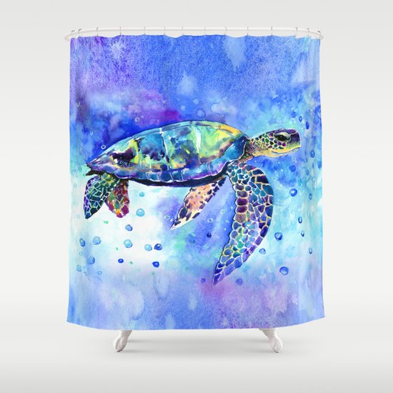 Sea Turtle Underwater Scene Shower, Sea Decor Shower Curtains