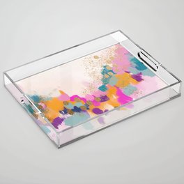 Abstract- `pink, orange, gold Acrylic Tray