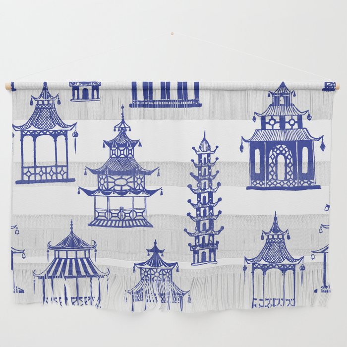 Chinoiserie Temple Pagodas Wall Hanging