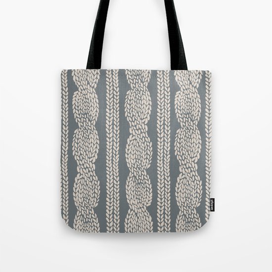 Cable Knit Grey Tote Bag