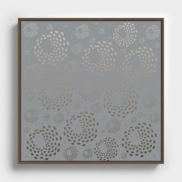 Geometric Round Abstract Hazelnut Circles On Pewter Gray Background Framed Canvas