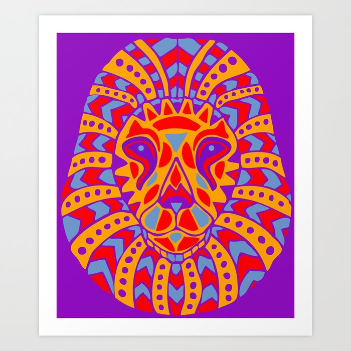 Aztec Lion Design #8 Art Print