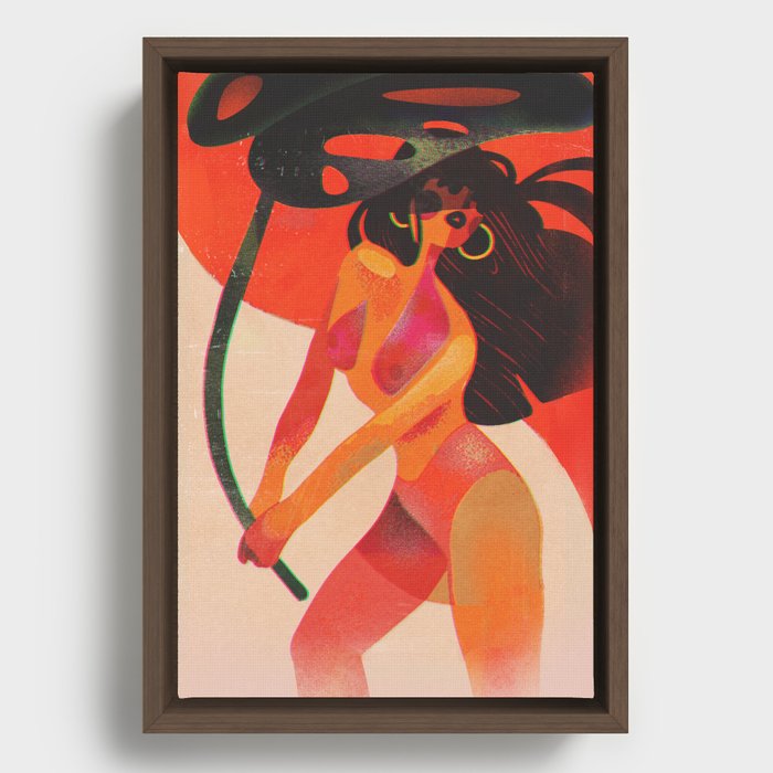Sally Tangerine Tropical Dream Girl Framed Canvas