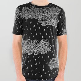 Black and Grey Storm Clouds All Over Graphic Tee