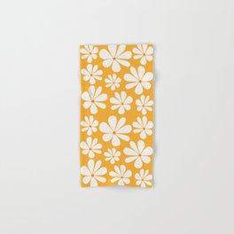Retro Daisy Pattern - Golden Yellow Bold Floral Hand & Bath Towel