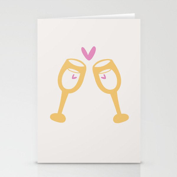 Champagne Glasses Blank Cards With Envelopes, 16-Count