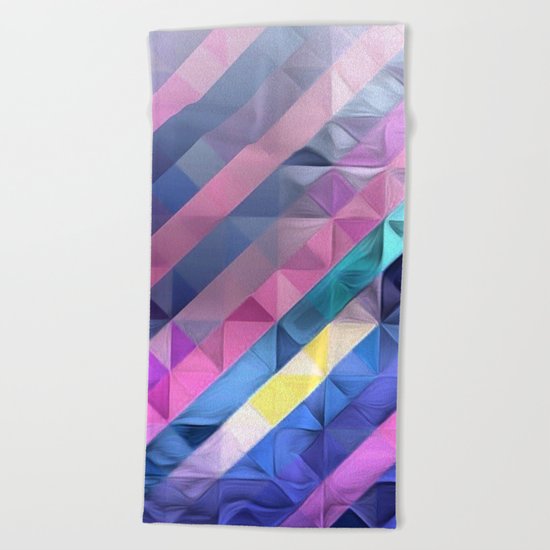 Geometric Abstract Pastel Rainbow Beach Towel
