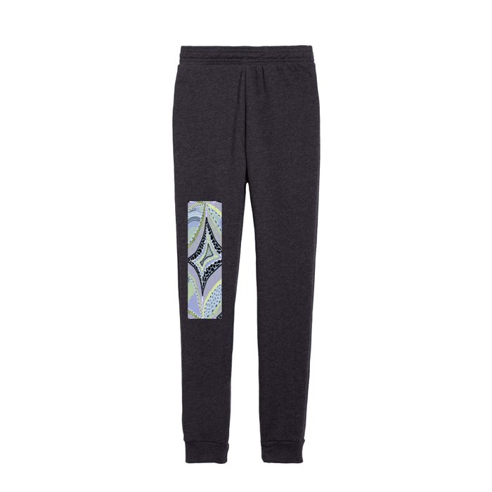 Limited Palette abstract, honeydew, lilac, sky blue, black and white Kids Joggers