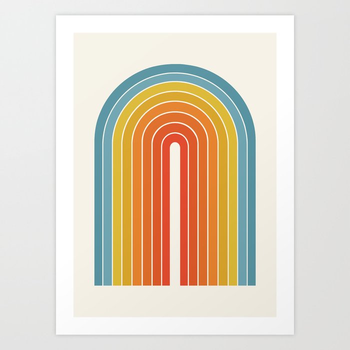 Gradient Arch X Bright Rainbow Mid Century Modern Rainbow Art Print