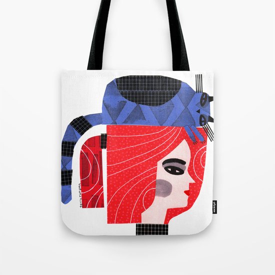 BLUE CAT ON HEAD Tote Bag