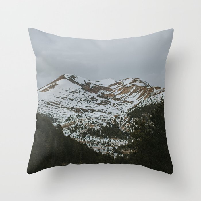 Snowy Mountains Throw Pillow