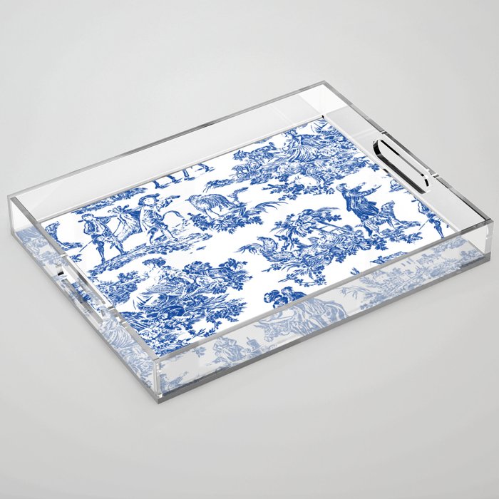 Royal Blue Toile de Jouy Acrylic Tray
