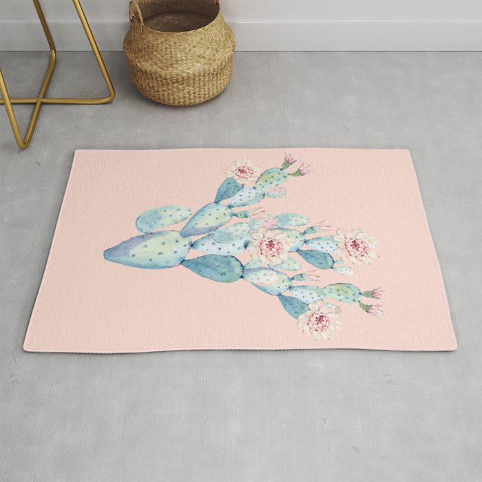 Rose Desert Cactus on Pink by Nature Magick Rug
