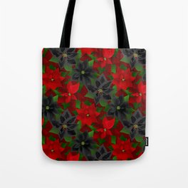Goth Christmas Ponsettia Floral Tote Bag