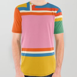 Modular Midcentury Modern Geometric Pattern in Retro Pop Colors All Over Graphic Tee
