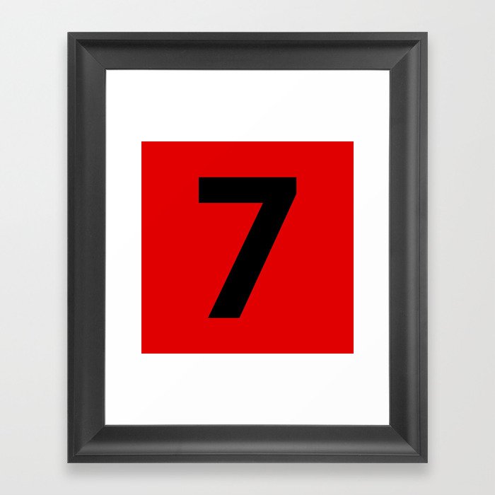 Number 7 (Black & Red) Framed Art Print