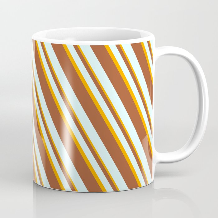 Sienna, Light Cyan & Orange Colored Stripes Pattern Coffee Mug