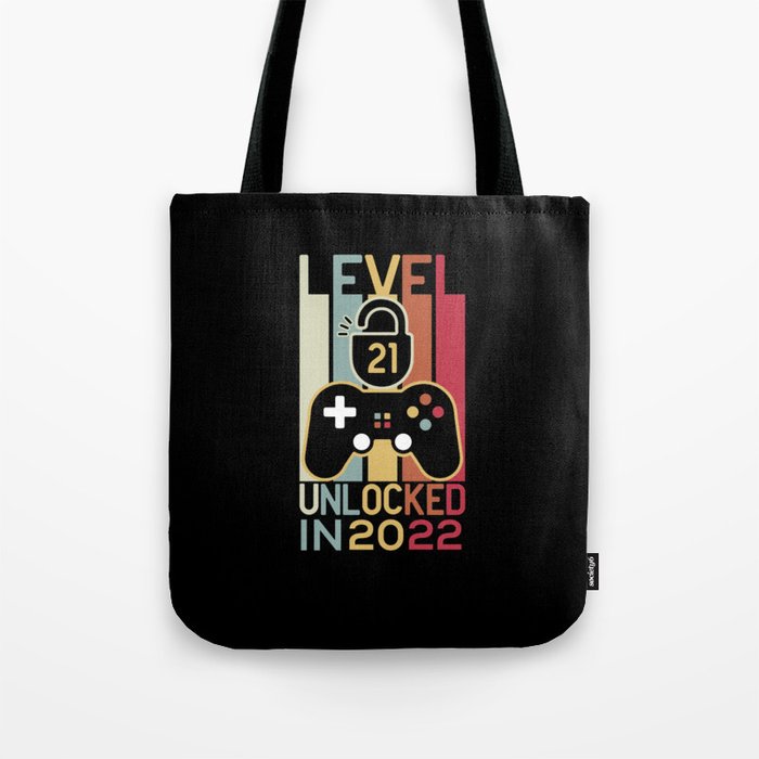 Level 21 unlocked in 2022 gamer 21st birthday gift Tote Bag