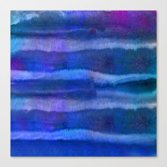 Blue abstract watercolor stripes Canvas Print