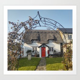 English Cottage Art Print | Buildng, Summer, Spring, Architecture, Home, House, Thatched, Door, Pretty, Graphicdesign 