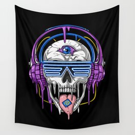 Psytrance Melting Skull Wall Tapestry