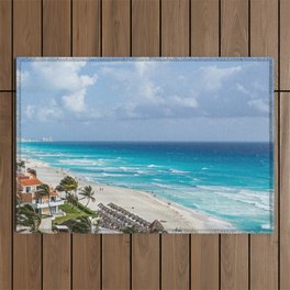 Mexico Photography - Exotic Beach By The Blue Ocean Water Outdoor Rug