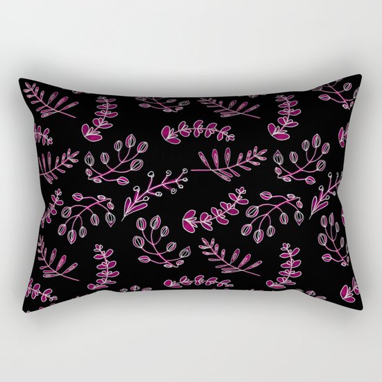 Seamless watercolor blue flowers pattern on black background Rectangular Pillow
