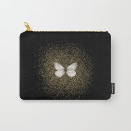 Hand-Drawn Butterfly and Golden Fairy Dust on Black Carry-All Pouch