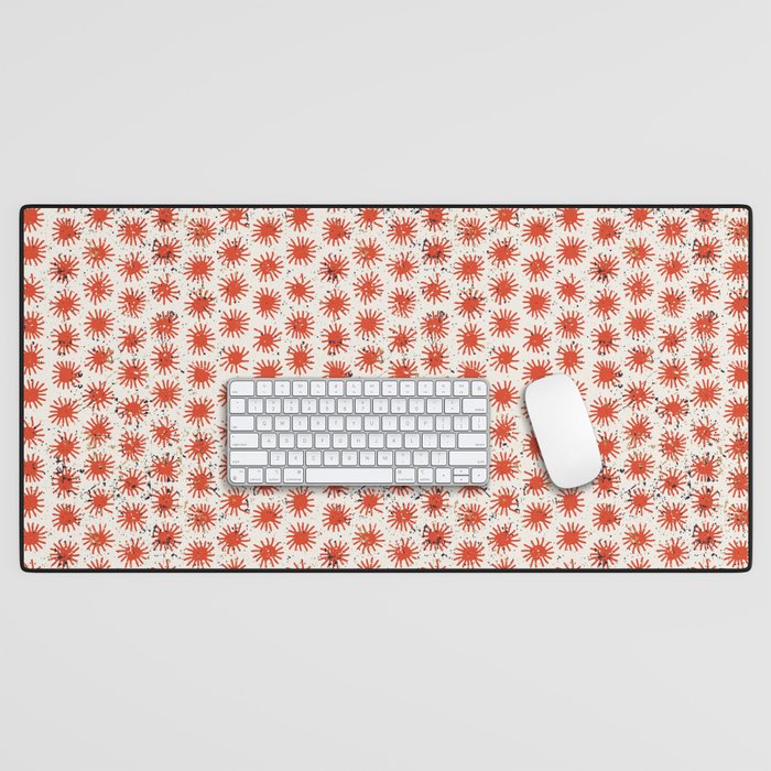 Happy nordic red sun Desk Mat