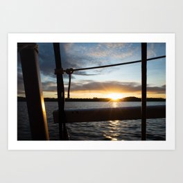 Sunset above the sea onboard a sailboat Art Print