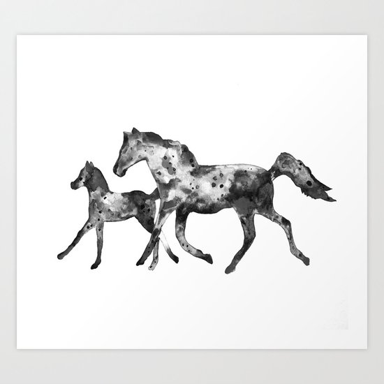 Horses, black and white Art Print