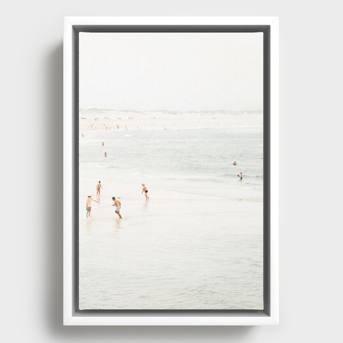 At the Beach fourteen  (part two of a diptych) - Minimal Beach and Ocean photography Framed Canvas